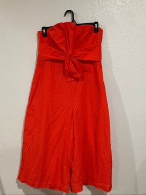 Strapless Knot-Front Midi Dress in orange imported by Antropology
